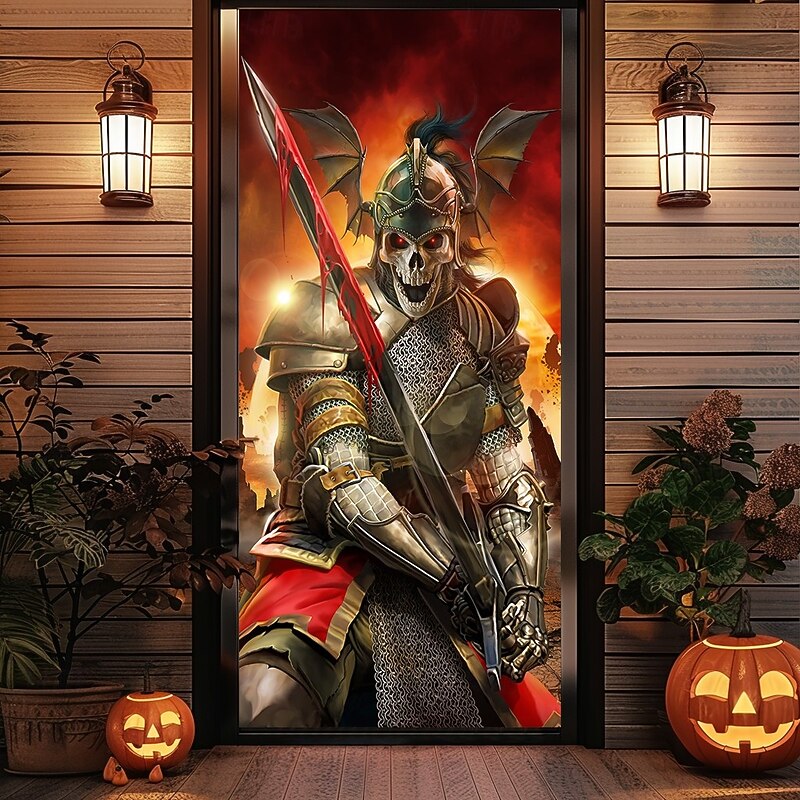 Halloween Door Covers apocalypse reaper by Tom Wood Door Tapestry Door Curtain Decoration Backdrop Door Banner for Front Door Farmhouse Holiday Party Indoor Outdoor Decor Supplies