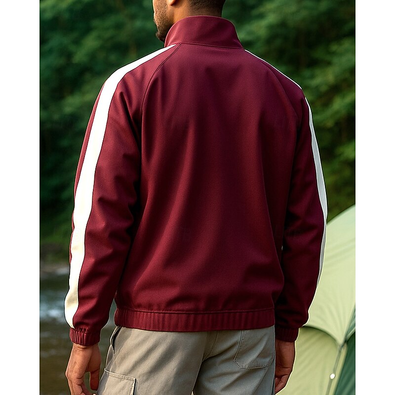 Men's Sport Sweatshirt Outdoor Waterproof Windproof Hiking Outfits Hiking Clothes Spring Autumn / Fall Top Camping / Hiking / Caving Running Patchwork Black Red Blue2