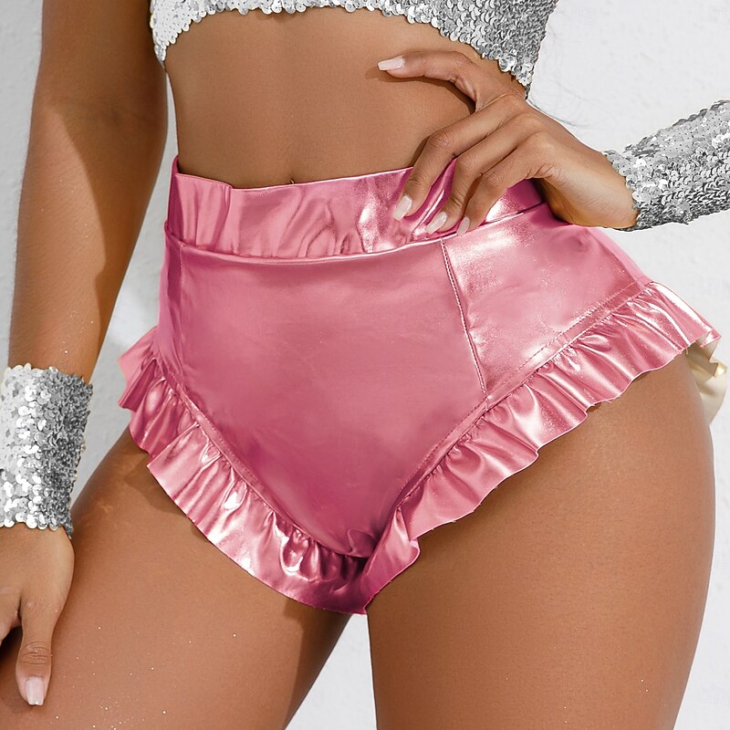 Retro Vintage 1980s Shiny Metallic Shorts Hotpants Disco Solid Color Fancy Dress Women's Carnival Costume Carnival Club Pride Parade Pride Month Adults' Shorts4