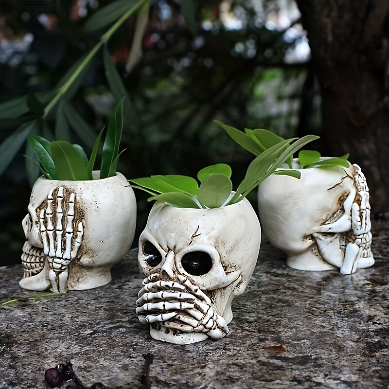 Skull Flower Pot for Garden Lawn and Gardening Outdoor Ornament Sculpture Statue4