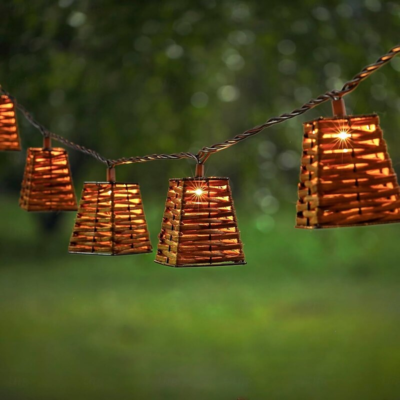 Rattan Decorative String Lights Boho String Lights with 20 Mini Bulbs  Weatherproof Lantern Style Patio Lights for Indoor/Outdoor Home Decor Pergola Porch Party and Backyard2