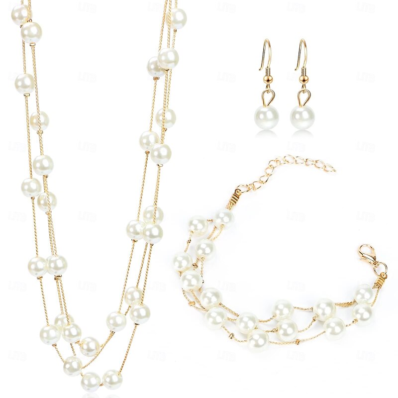 Bridal Jewelry Sets One-piece Suit Alloy 1 Necklace Earrings Necklace Women's Luxury Cute Joy Jewelry Set For Party Evening Wear4