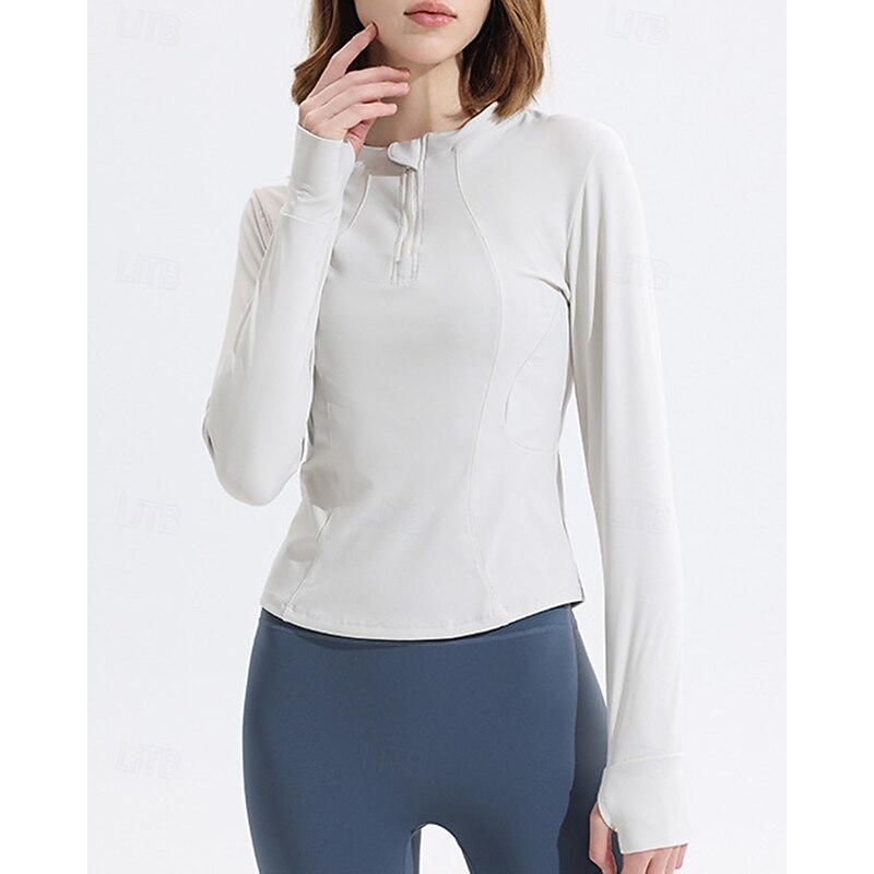Women's Trackshirt Long Sleeve Shirts Quarter Zipper Long Sleeve Top Athleisure Fall Solid Colored Soft Lightwear Breathable Outdoor Running Yoga Sportswear Activewear Black White Yellow4