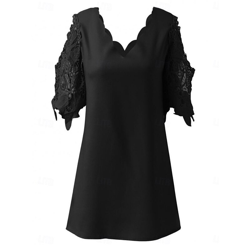 Women's Mini Dress Black Dress Cocktail Dress Formal Dress Summer Dress Casual Daily Regular Fit Plain Half Sleeve V Neck Black Summer Spring Fall4