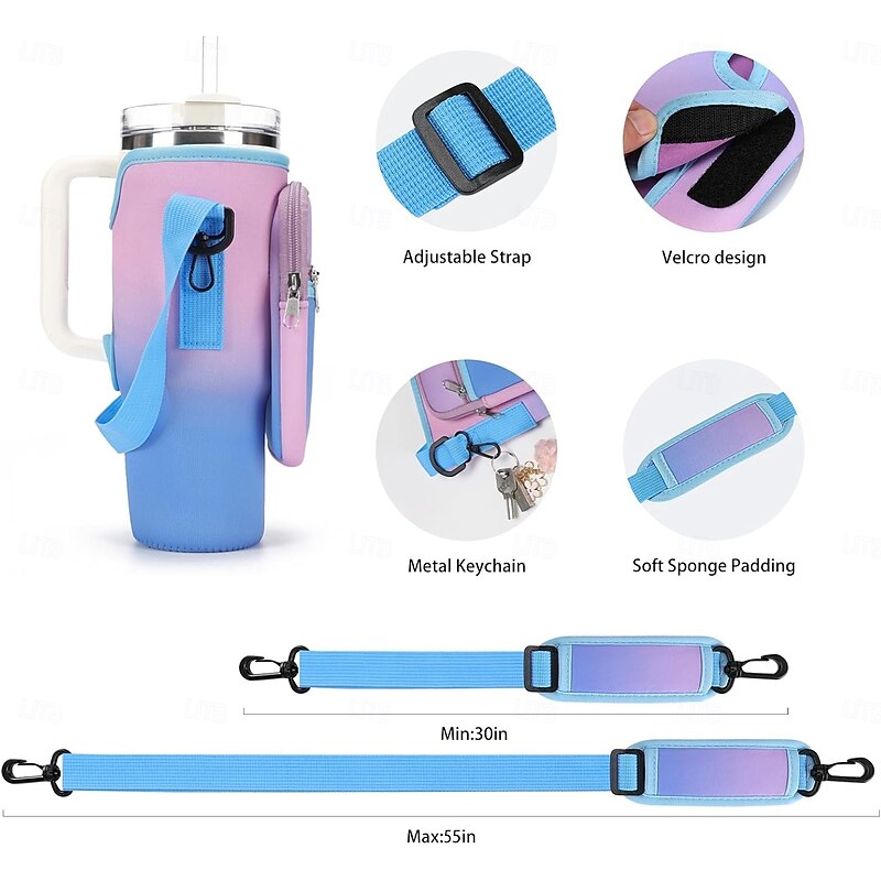 Water Bottle Carrier Bag for Stanley 40oz Tumbler with Phone Pocket Neoprene Water Bottle Holder with Shoulder & Handheld Strap Stanley Cup Accessories2