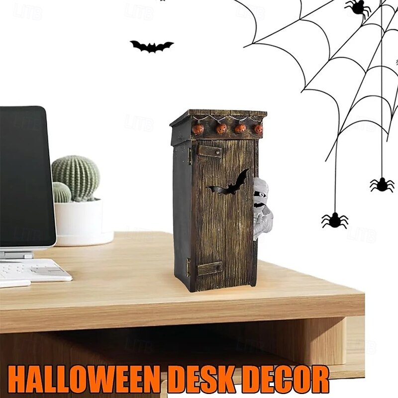 Outhouse Mummy Animated Decor, Outhouse Mummy Toilet Halloween Ornaments, Funny Farting Mummy Outhouse Indoor Halloween Decorations4