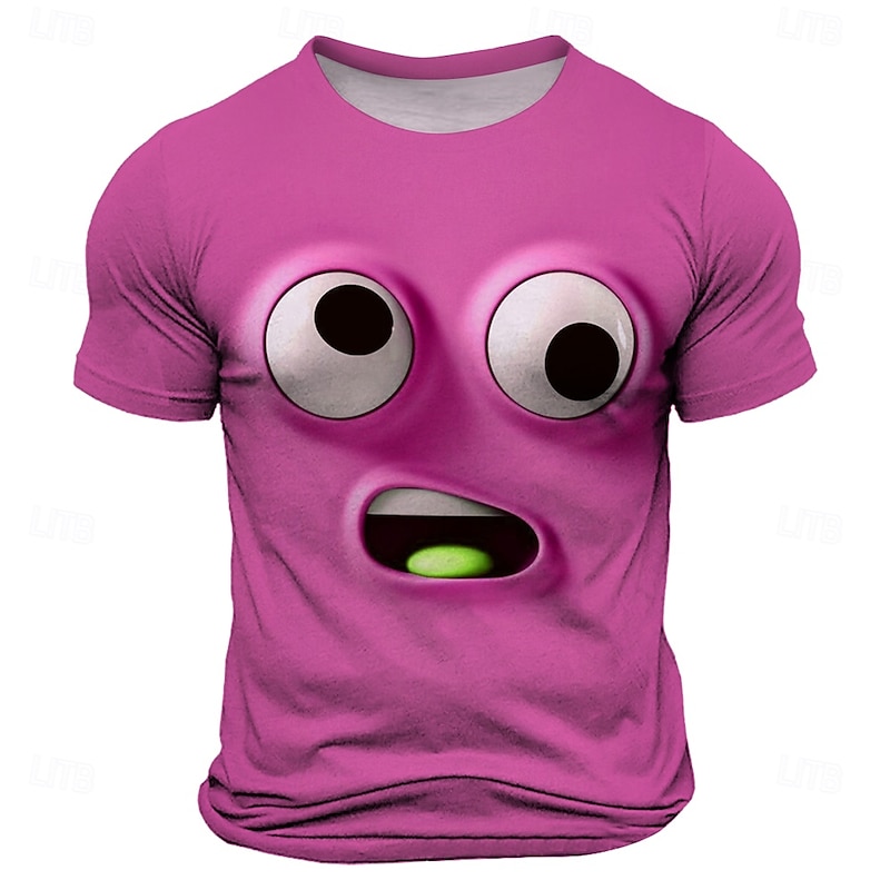 Men's Cartoon 3D T Shirt Short Sleeve T shirt 3D Print Crew Neck Shirt Exaggerated Designer Party Street Casual Black Blue Purple Summer Spring All Seasons Clothing Apparel S M L XL XXL XXXL2