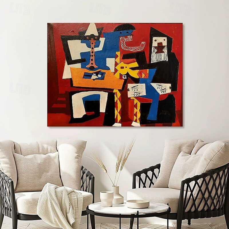 Handmade Oil Painting Canvas Wall Art Decoration Contemporary Famous Picasso Figure Abstract for Home Decor Stretched Frame Hanging Painting /Rolled Frameless Unstretched Painting3