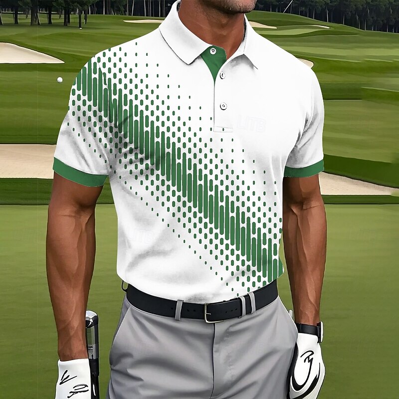 Men's Geometic Golf Polo Sports Polo Shirts Short Sleeve Polo Shirts Collared Shirts Casual Athleisure Buttons Summer Red Blue Green4
