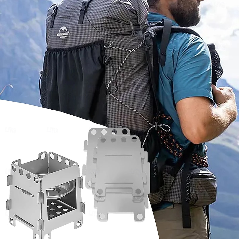 Portable Camping Wood Stove Stainless Steel Wood Burning Stove Alcoho Stove for Picnic BBQ Hiking Survival Cooking Equipment for - Outdoor Camping3