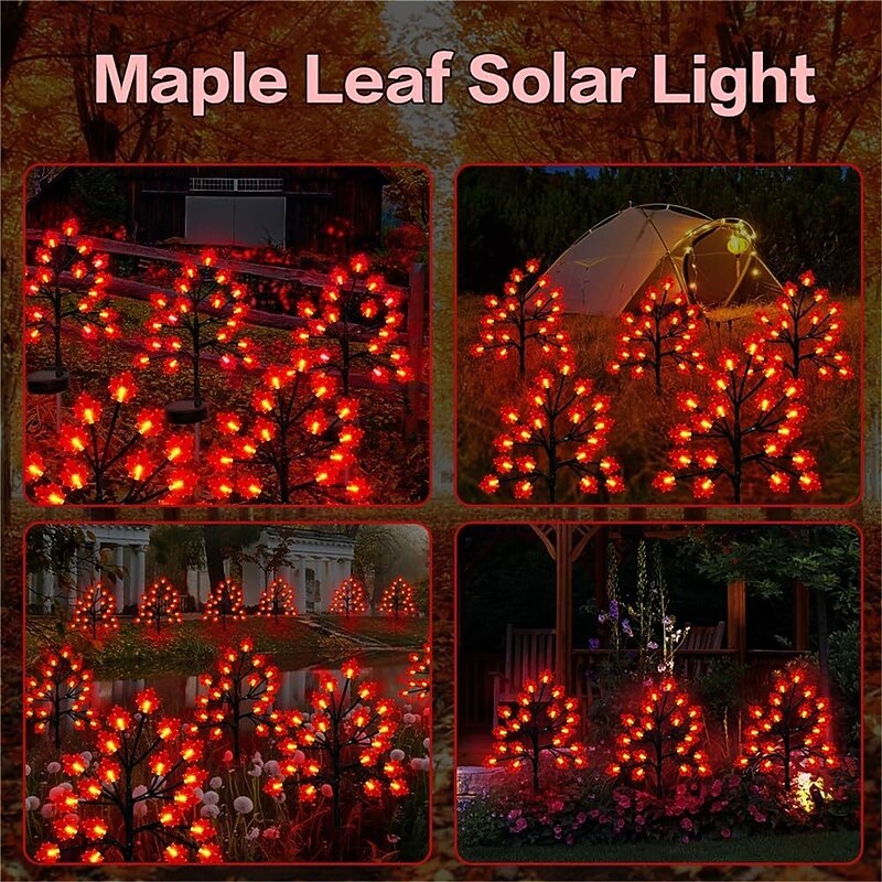 Solar 3D Maple Leaf Pumpkin Lawn Light Outdoor Decorative Floor Plug in Decorative Light Solar Courtyard Light 1PC for Halloween4