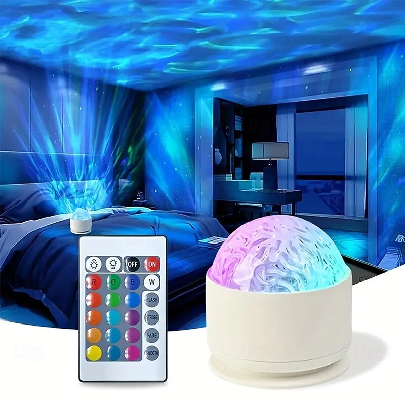 Northern 3D Projector Light Aurora Night Light Projector 16 Colors Galaxy Lamp Ocean Wave Ceiling Projector Mood Ambient Lighting for Bedroom Party Kids Room Toddler Girl Gift