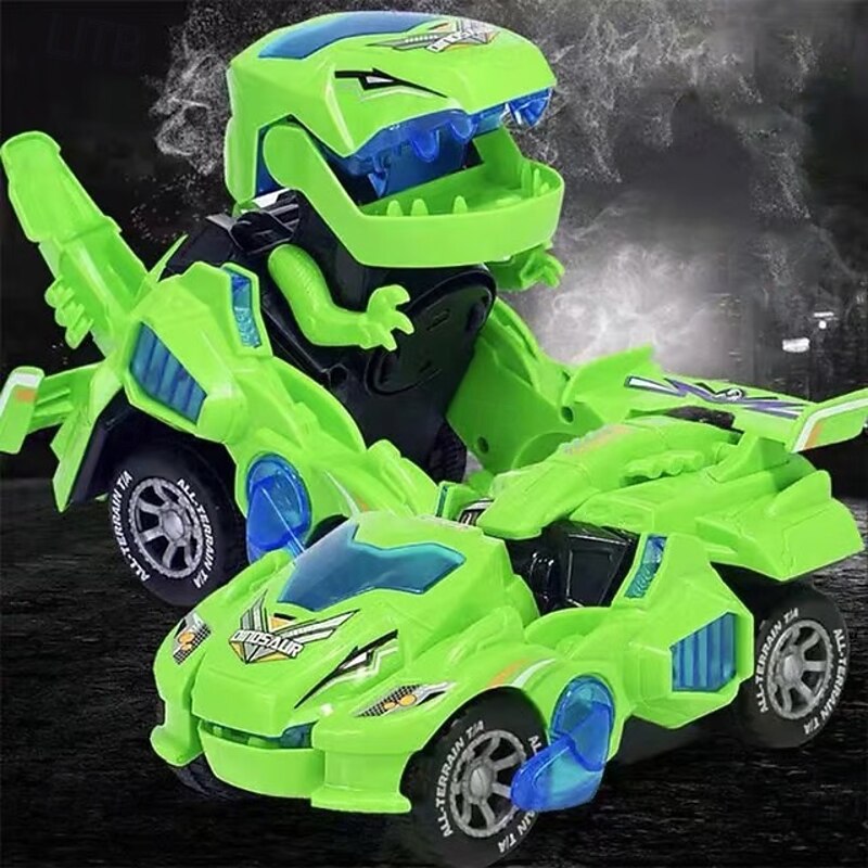 Electric audio-visual transformable dinosaur tank with lights HG-788 transformable music dinosaur children's toy