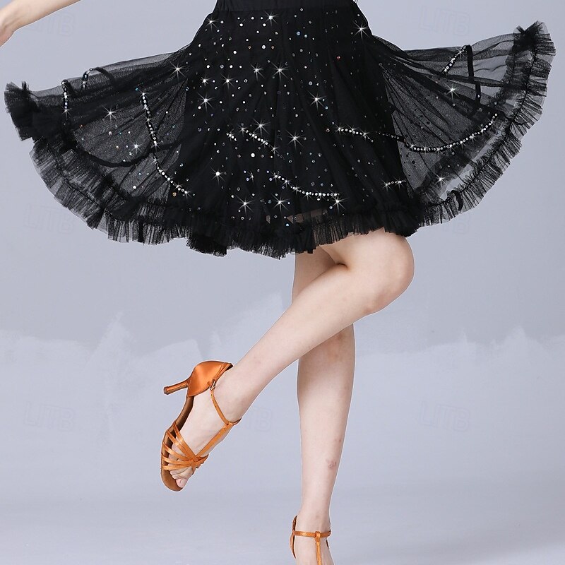 Women's Latin Dance Fringe Skirt – High-Waist Asymmetrical Half Skirt for Cha-Cha, Rumba & Practice/Performance Wear3