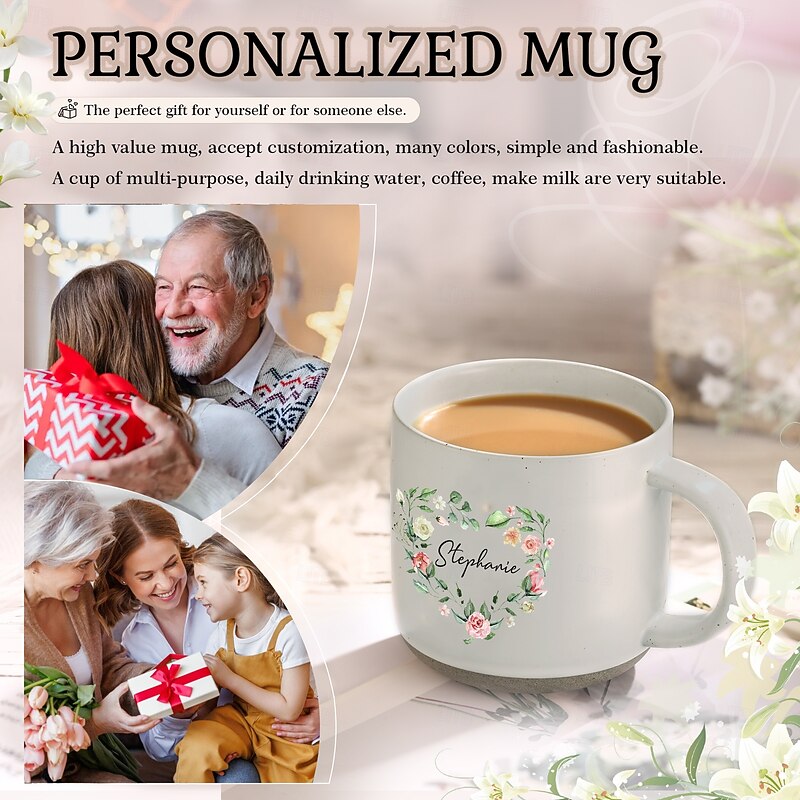 Personalized Name Ceramic Mug Custom Gift, Four Color Options, Perfect Valentine's Day and Christmas Present for Family and Friends4