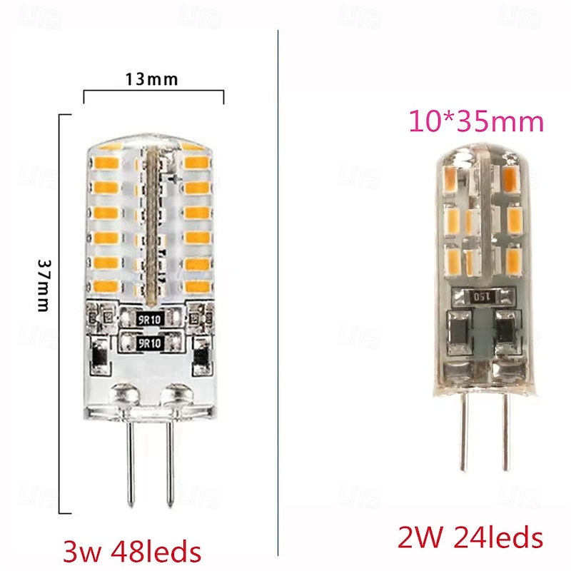 10Pcs Dimmable G4 Led Bulb 2W 3W DC12V 3014SMD Silicone Lamp Warm white/White l 360 Degree Angle LED Light2