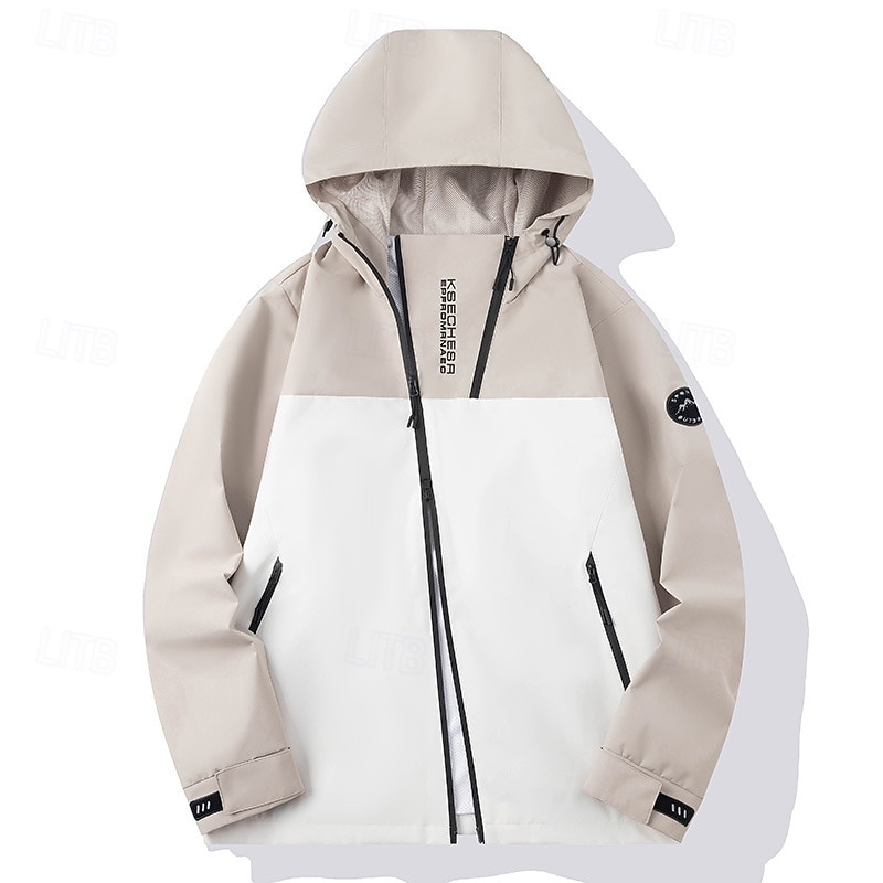 Men's Windbreaker Softshell Jacket Hiking Jacket Outdoor Waterproof Windproof Hiking Outfits Hiking Clothes Spring Autumn / Fall Top Camping / Hiking / Caving Running Patchwork Black Yellow Red2