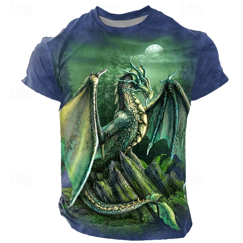 Halloween Men's Sarah Richter Dragon Devil T Shirt Short Sleeve T shirt 3D Print Crew Neck Shirt Exaggerated Designer Artistic Street Casual Daily Lake Blue Black Blue Summer Spring Clothing