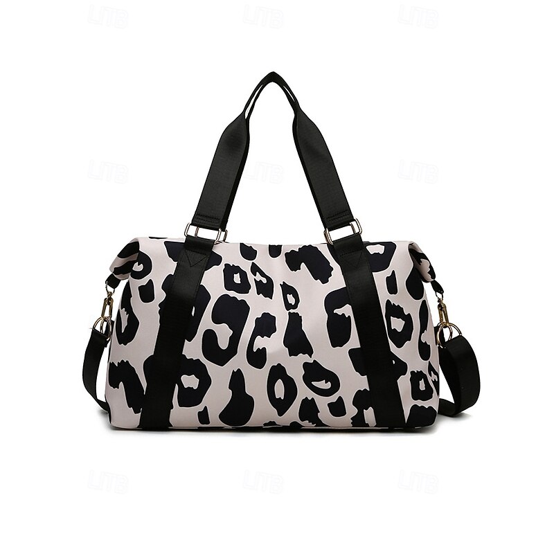 Women's Waterproof Leopard Print Travel Duffel Bag – Large Capacity, Scratch-Resistant, Stylish Shoulder Tote for Gym, Beach and Weekend Getaways