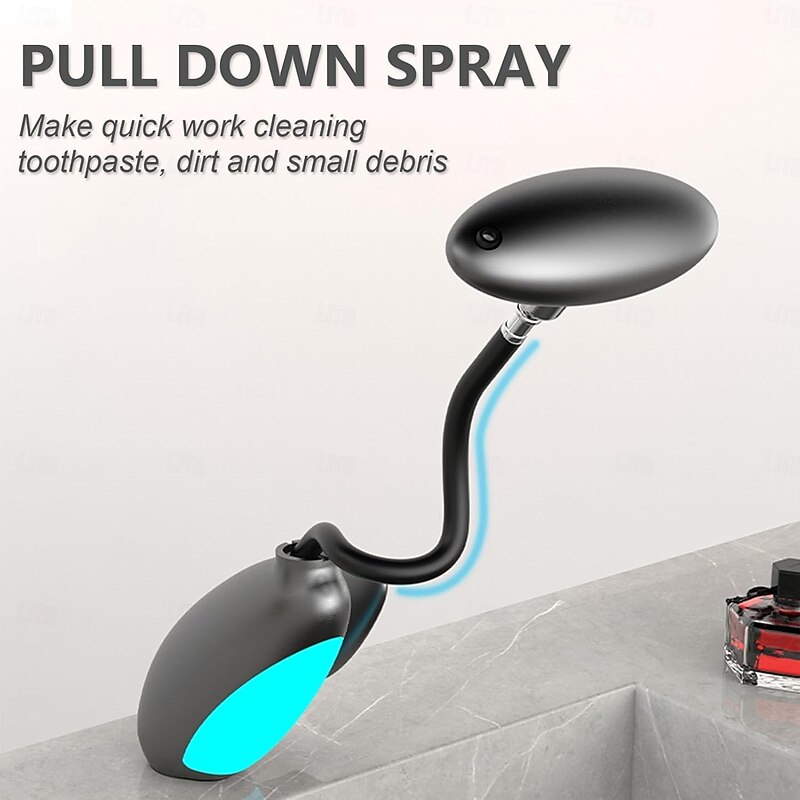 LED Bathroom Sink Faucet, Bathroom Faucet with Removable Sprayer, 4-in-1 Modern, Single Hole Bathroom Faucet, LED Light, Fountain Tap2