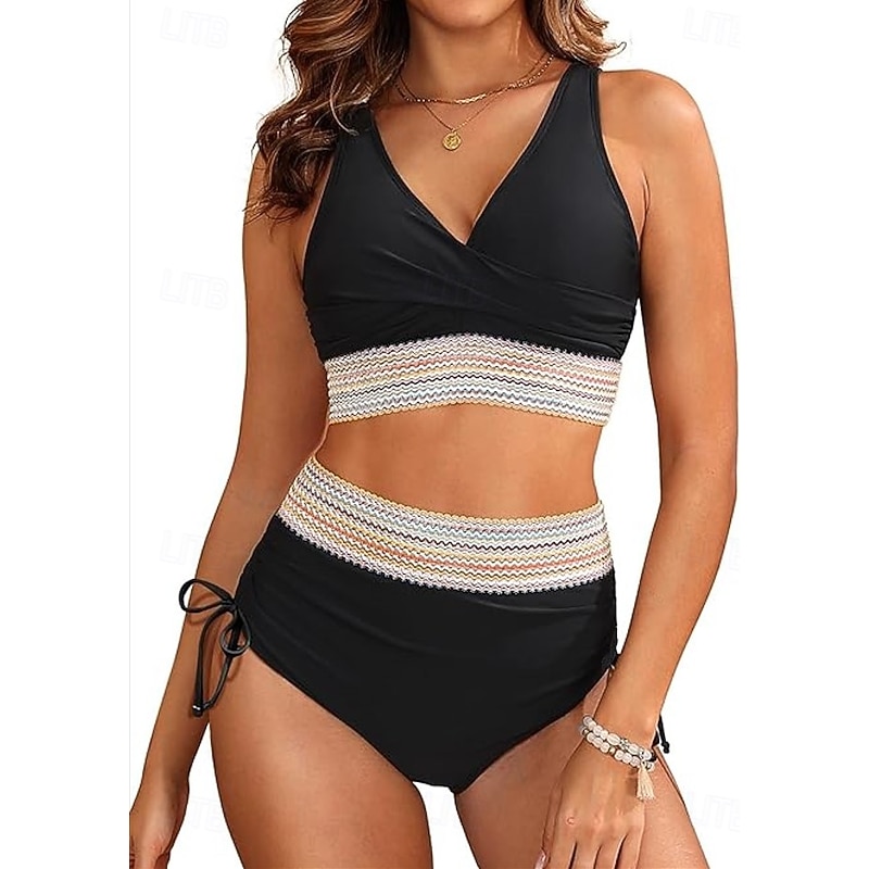 Women's Swimwear Tankini Swimsuit Crochet Backless Beach Wear Boho Solid Color Plain Plunge Sleeveless Bathing Suits4