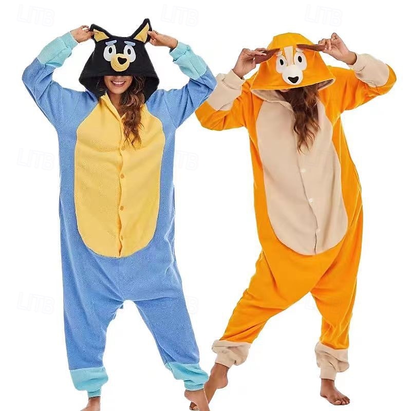Animal Blue Dog Bingo Kigurumi Pajamas Onesie Costume Adventure Movie Movie Cosplay for Unisex Adults' Halloween Carnival World Book Day Home School Event Dress Up