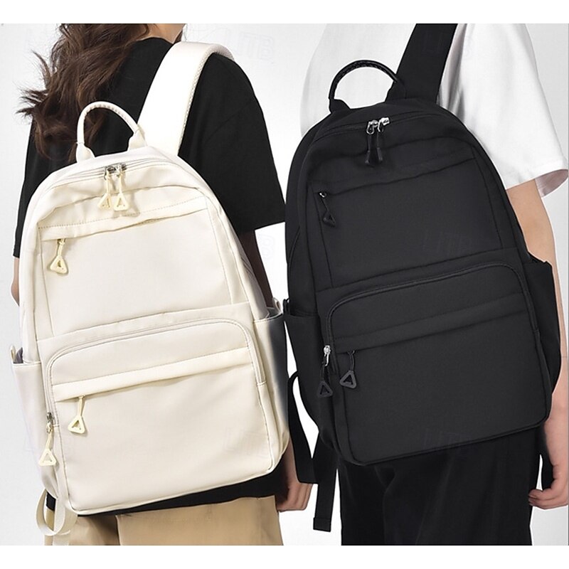 Women's Cream and Blue School Backpack – Minimalist Lightweight Bookbag with Multiple Pockets for Daily Use and Travel2