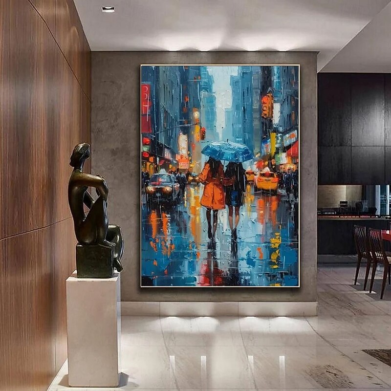 large firgure oil painting handmade Acrylic women Rainy Cityscape Oli Painting Large street art landscape  oil painting hand painted Canvas Art painting Wall Art Hand painted girl oil paintings2