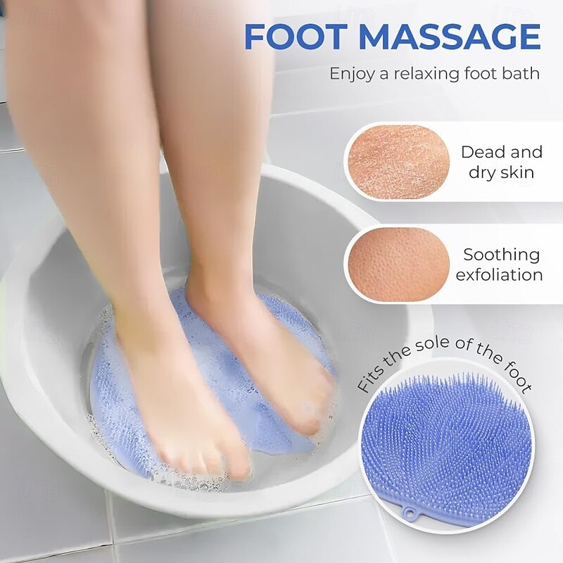 Silicone Shower Foot Scrubber Mat with Non-Slip Suction Cups Back Washer Exfoliating Bath Brush for Women and Men4