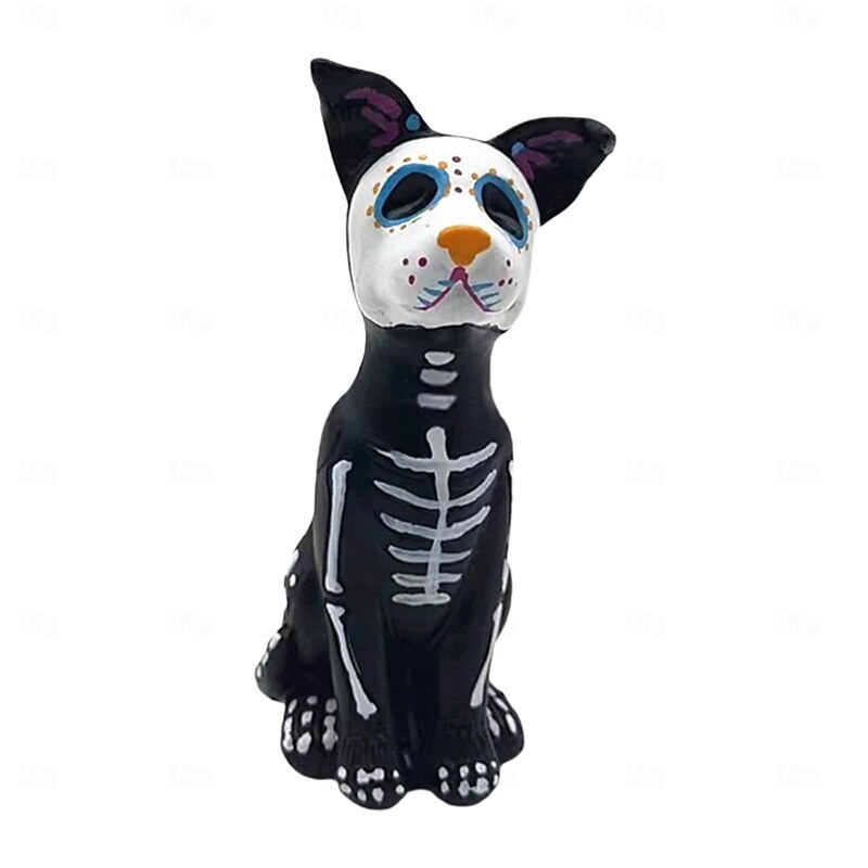 Day of The Dead Dog Statue, Halloween Sugar Skulls Animal Statue Resin Crafts, Ornament2