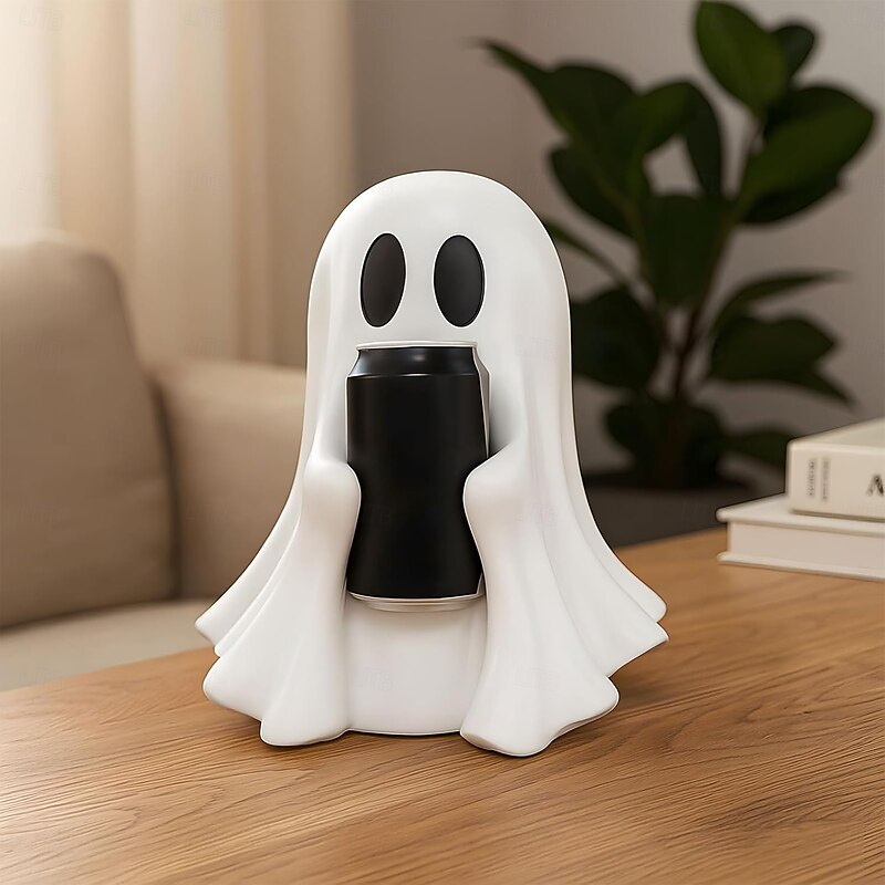 Halloween Coke Cute Ghost Decoration Cute Cute Ghost Decoration Drink Holder Plastic Can Holder w/Swap-Anytime Design Playful Spooky Desktop Decor for Coke & Soda Cans4