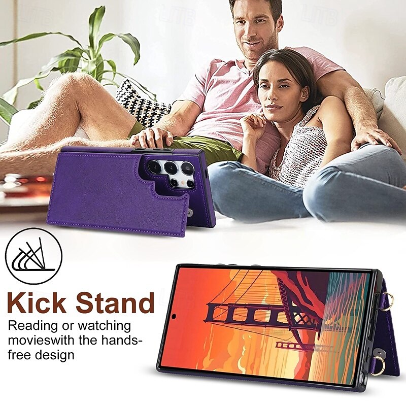 Phone Case For Samsung Galaxy S25 S24 S23 S22 Plus  Ultra S23 FE Wallet Case with Stand Holder Zipper with Lanyard Retro TPU PU Leather4