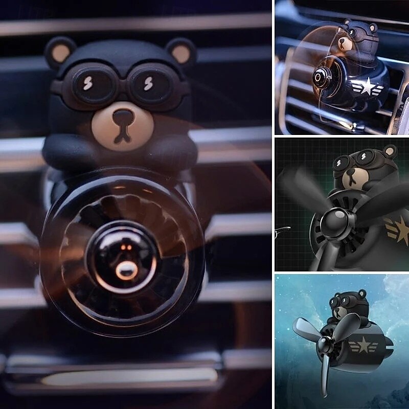 Animal Car Air Freshener Cute Cartoon Bear Vent Clip Solid Perfume Auto Interior Decoration Long-Lasting Car Scent Accessories for Women and Kids2