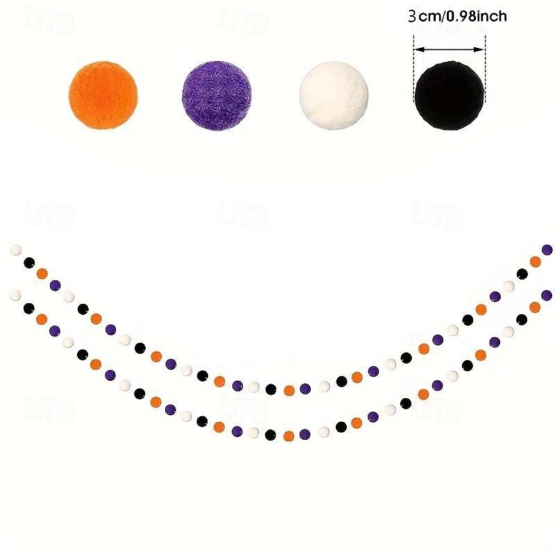 4 Pieces Wool Felt Ball Garland Colorful Pom Pom 6.5 ft Long 24 Ball Garland for Holiday Party Christmas Halloween Classroom Thanksgiving Xmas3