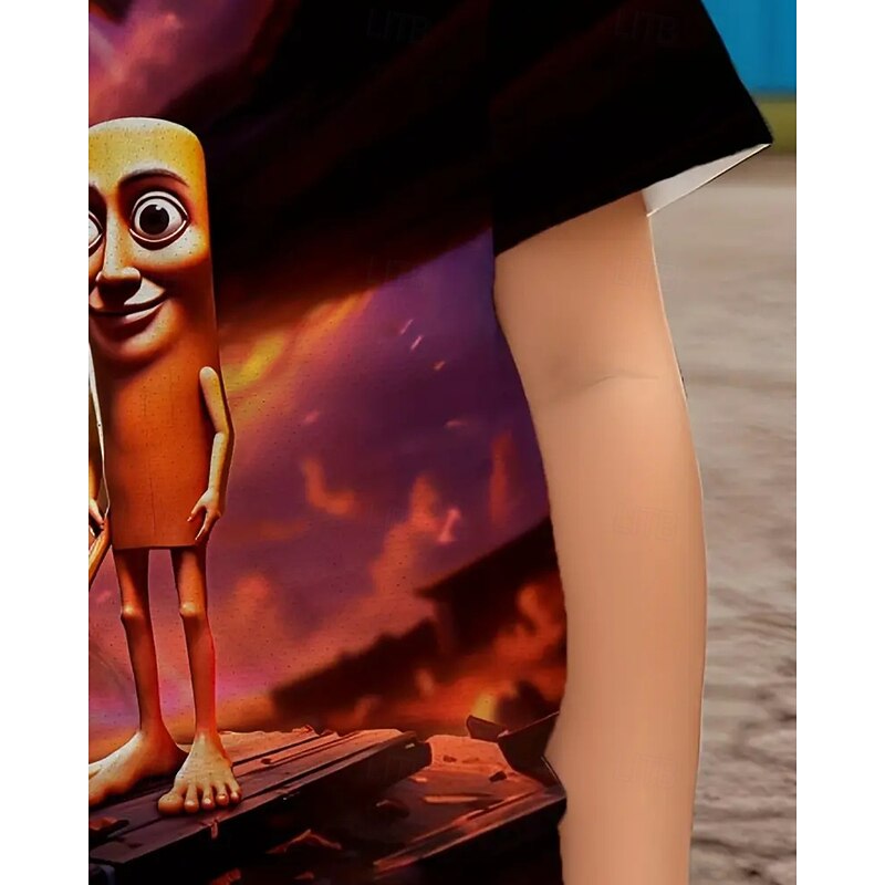 Boys' 3D Graphic T shirt Tee Casual Cartoon T-Shirt "TUNG TUNG SAHUR" Whimsical Cartoon Character Short Sleeve Summer Spring Fashion Basic Kids 4-12 Years Crew Neck Outdoor Casual Daily Regular Fit4