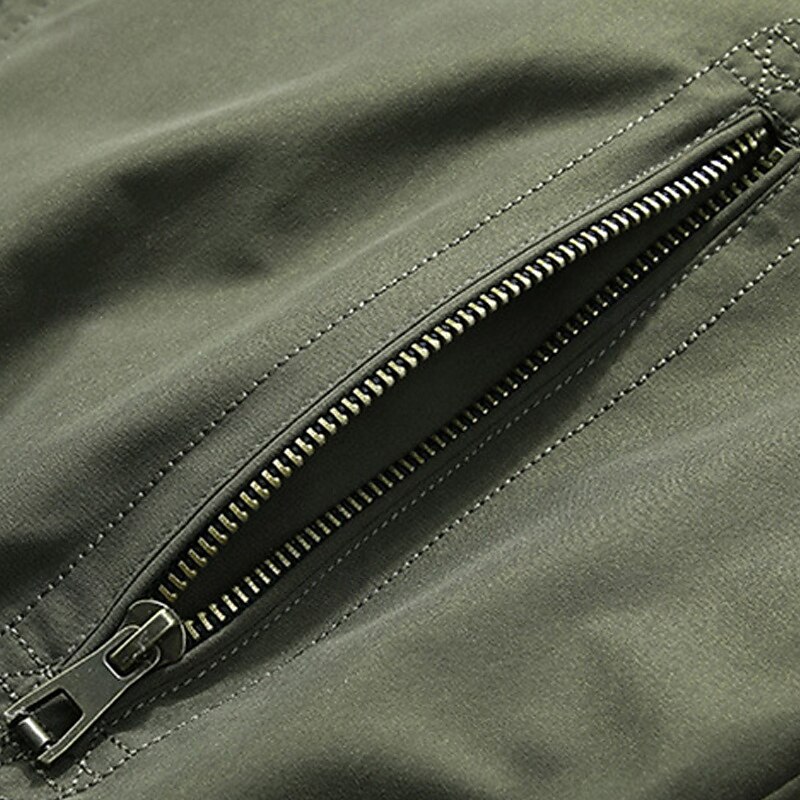 Men's Lightweight Jacket Casual Jacket Vacation Daily Breathable Pocket Spring Fall Plain Fashion Classic Stand Collar Regular Black Khaki Army Green Jacket4