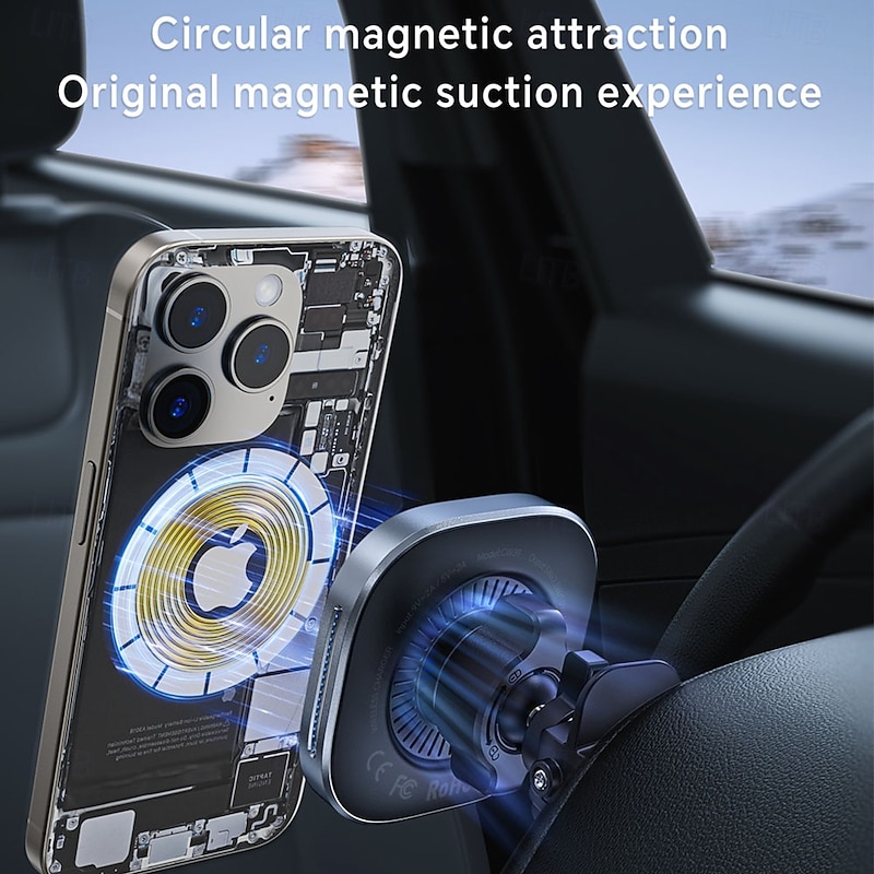Qi2 15W Magnetic Car Phone Holder Wireless Charger Stand for IPhone 15 16 Pro Max Charging for Magsafe Car Charger LED INNOTREE2
