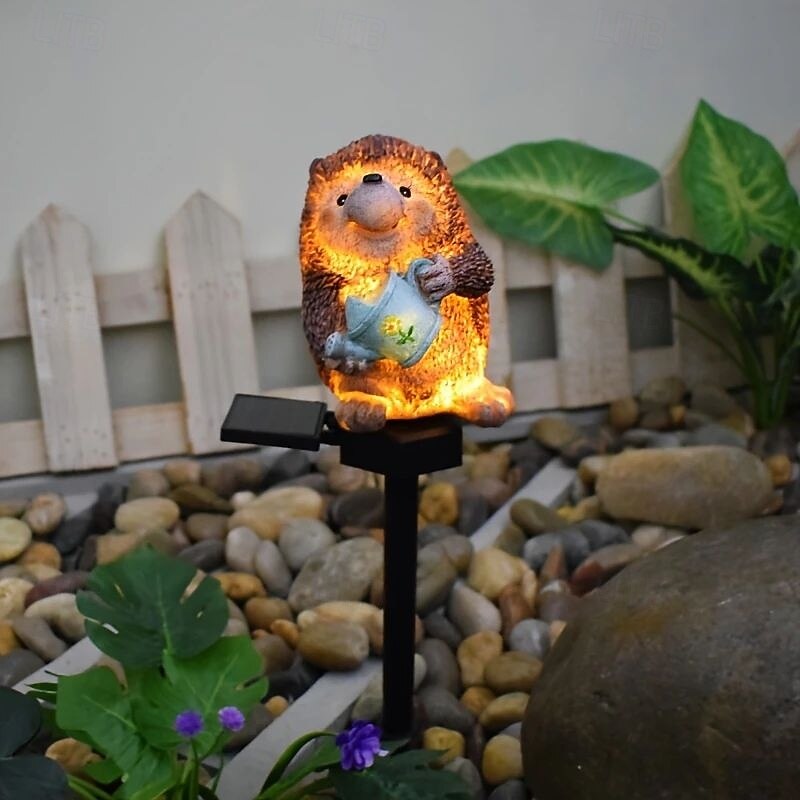 1PC Outdoor Landscape Lights Garden Solar Animal Resin Lamp Hedgehog Ground Plug LED Lawn Landscape Light Garden Courtyard Waterproof Halloween Christmas Party Pathway Decoration3