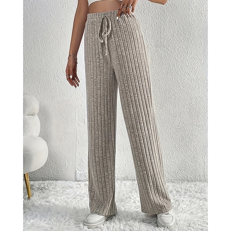 Women's Wide Leg Corduroy Pants Pants Trousers Fashion Streetwear Full Length High Waist Plain Jacquard Elastic Waist Breathability Comfortable Street Daily Wear Going out Light Grey Summer Spring
