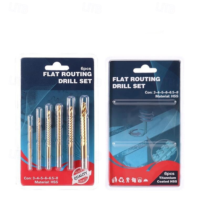 6pcs Twist Drill Bit Set Power Tool Accessories, HSS Round Shank Sawtooth Drill Bits for Metal, Stainless Steel, Wood, Straight Shank Multipurpose Drilling Kit2