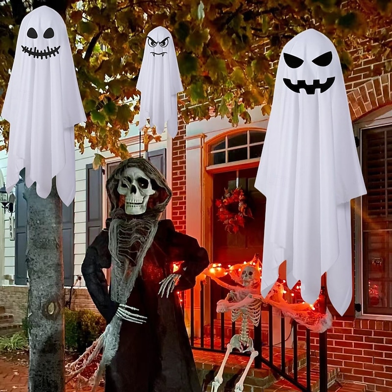 Halloween Decorations Outdoor, Halloween Hanging Decorations Ghost Decor, White Cloth Hanging Ghost, Indoor Halloween Decor Outside, Flying Ghost Halloween Party Decor Front Porch Yard Garden4