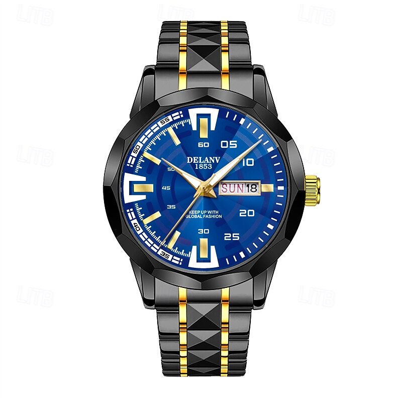 Men Quartz Watch Large Dial Sports Casual Business Luminous Calendar Date Week Waterproof Stainless Steel Watch4