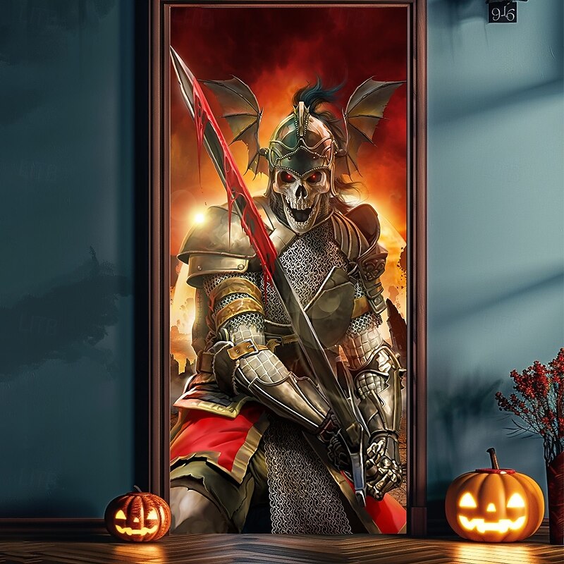 Halloween Door Covers apocalypse reaper by Tom Wood Door Tapestry Door Curtain Decoration Backdrop Door Banner for Front Door Farmhouse Holiday Party Indoor Outdoor Decor Supplies2