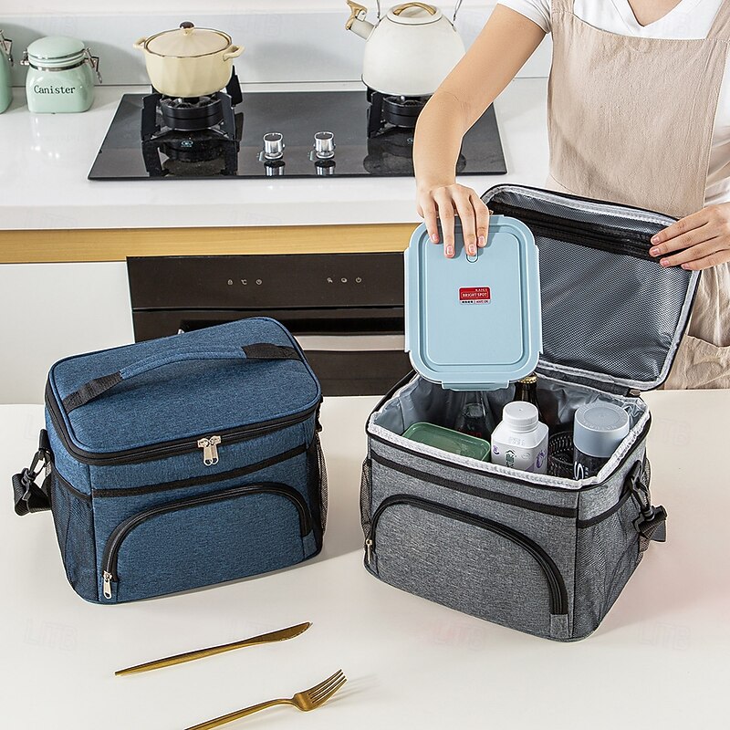 Lunch Bag for Women and Men for Back to School Office Picnic Hiking Beach Large Capacity PEVA Waterproof Insulated Cooler Bag Portable Bento Tote Lunch Box Carrier