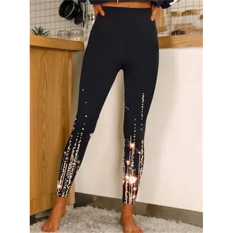 Women's Slacks Leggings Cozy Leggings Tights Athletic Full Length Natural Graphic Print Comfy Butt Lift Tummy Control Yoga Casual Daily Black 2# Black 3# Black 4# Black 5# Spring Fall Skinny3