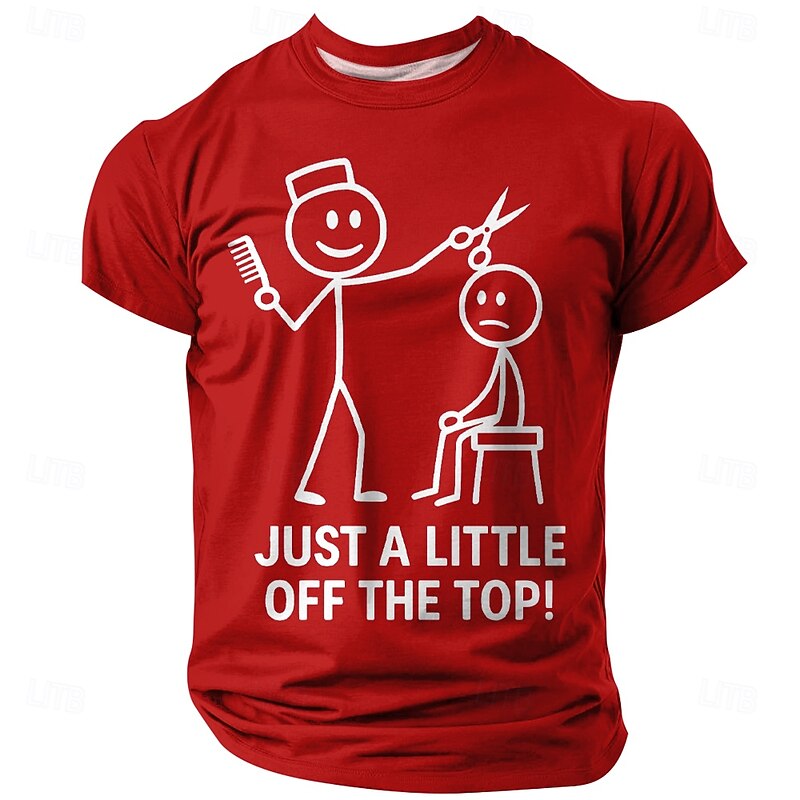 Men's Funny Graphic T-Shirt - 'Just A Little Off The Top!' Haircut Barber Pun Humor Short Sleeve Tee3