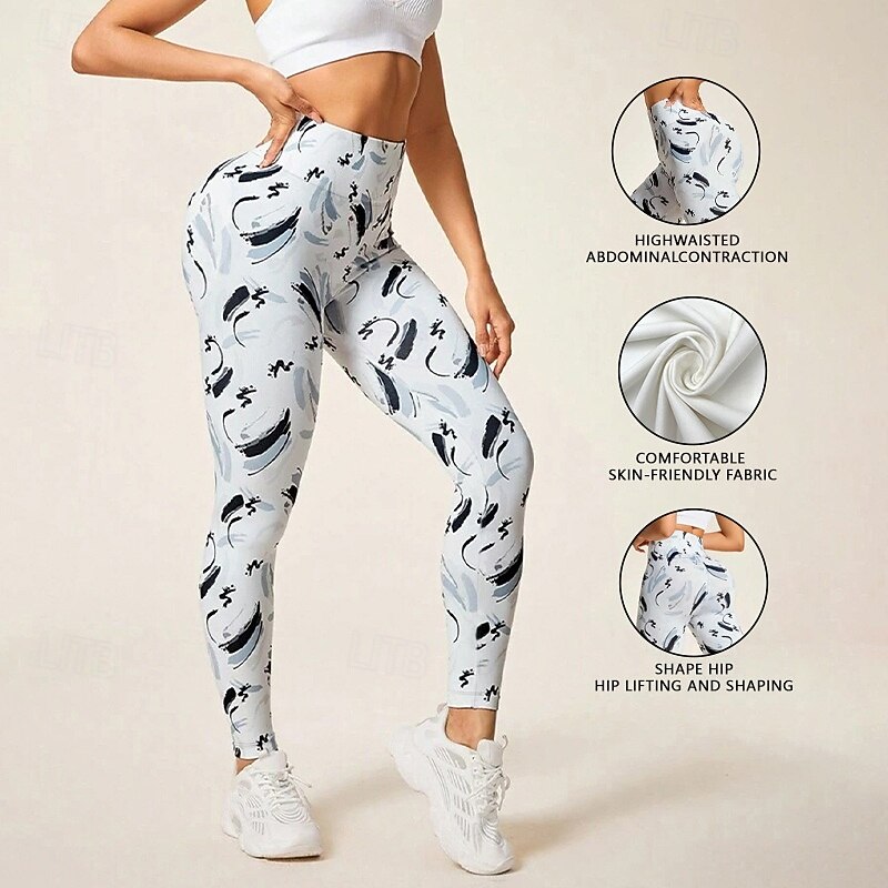 Women's Capri Leggings Yoga Leggings Tummy Control High Waist Gym Dance Athletic Bottoms White Fall Sports Activewear Tight Fit2