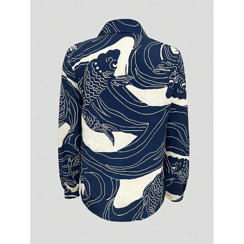 Women's Shirt Button Down Tunic Shirt Collar Long Sleeve Graphic Animal Elegant Vintage Tropical Regular Tops Daily Holiday Beach Wear s Print Black Pink Blue Spring Fall2