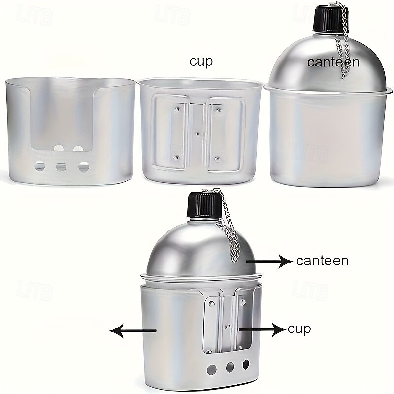 Aluminum Water Canteen Cup Bag Set Portable Canteen for Outdoor Camping Survival Nature Experience Hiking and Backpacking Equipment Only for Cooking2