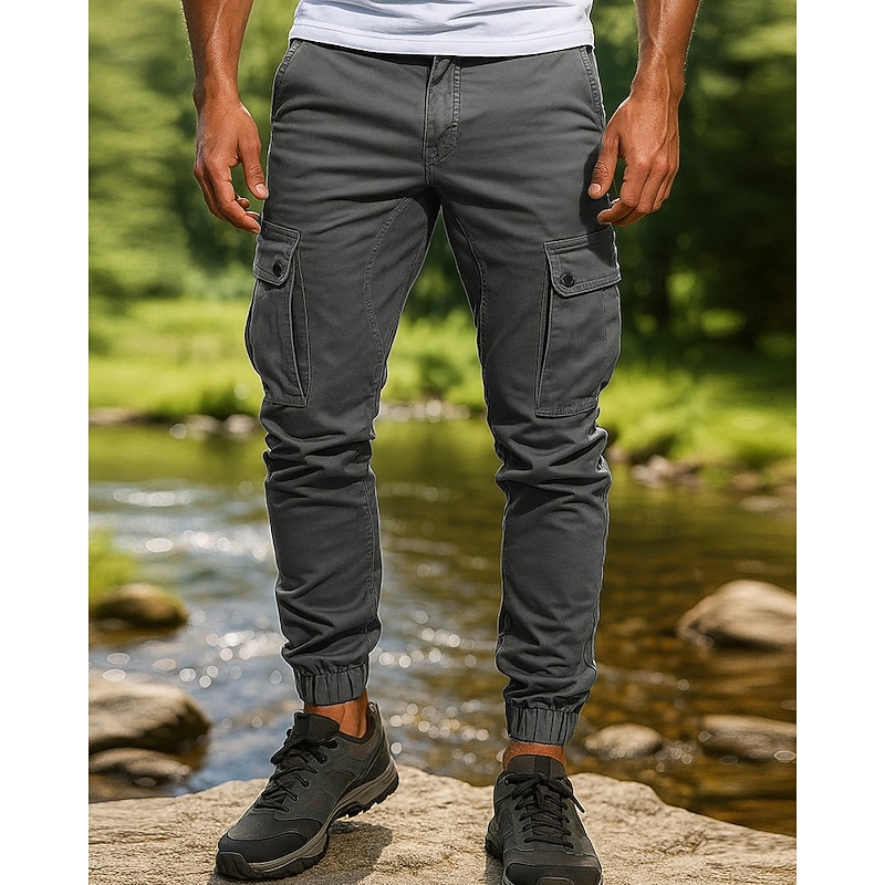 Men's Cargo Pants Hiking Pants Trousers Outdoor Regular Fit Waterproof Windproof Bottoms Pocket Black Army Green Cotton Camping / Hiking Running S M L XL XXL4